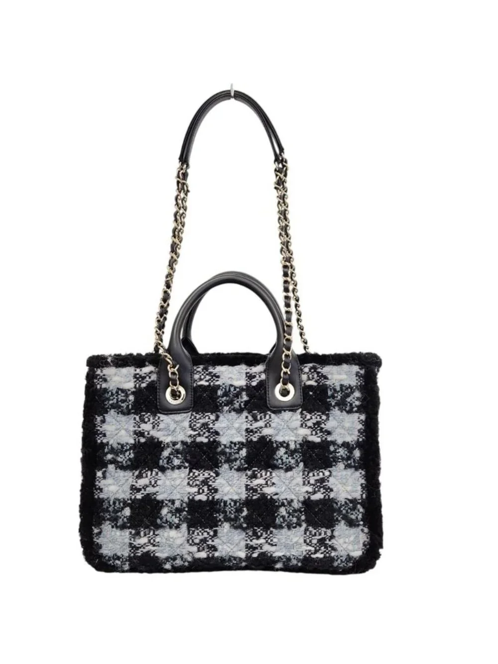 Chanel Coco Neige Collection Tweed Quilted Tote Black